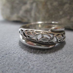Sterling Silver Ring LEAVES and VINES Pierced Work
